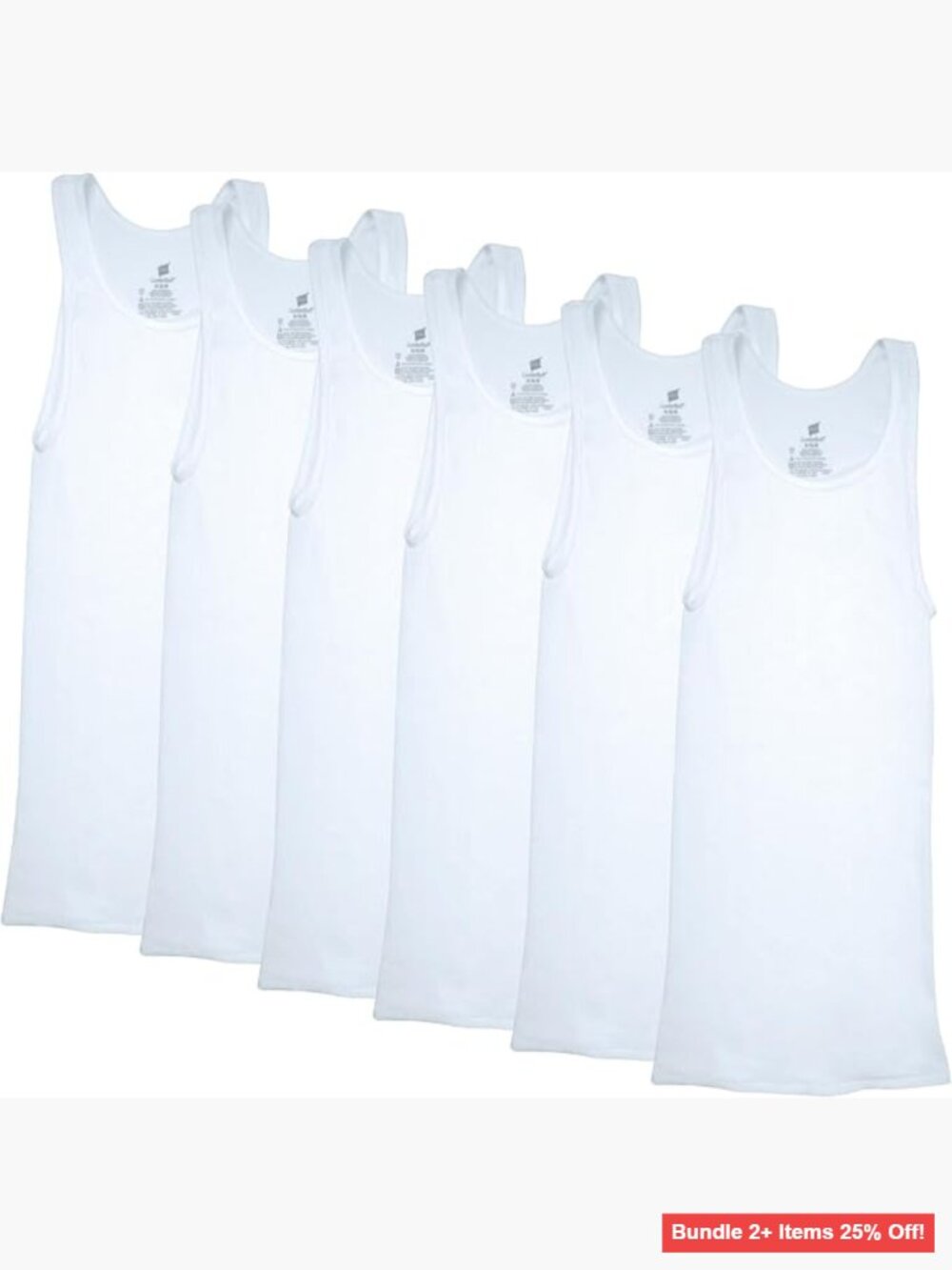 Men's Ribbed Cotton Tank Undershirt 6-Pack Tagless Moisture Wicking